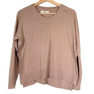 Madewell Women's Cashmere Sweater XS Tan Crewneck Side Slits